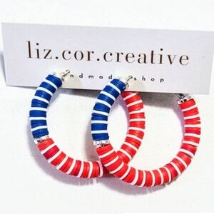 Red and Blue Hoop Earrings